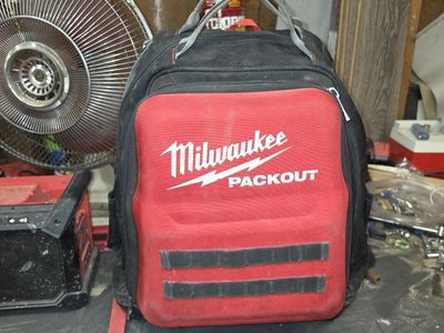 Milwaukee PACKOUT Backpack Tool Bag - Red/Black Heavy-Duty Storage Organizer