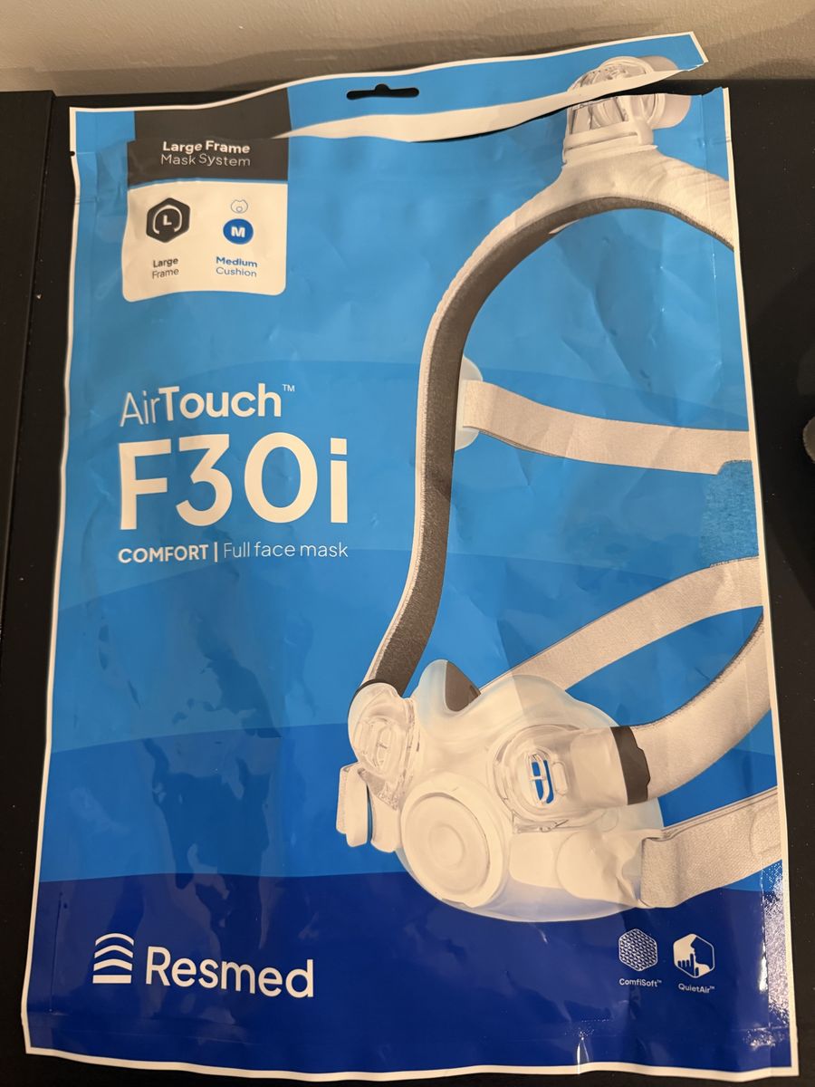 ResMed AirTouch F30i Full Face CPAP Mask Large Frame Medium Cushion / Plus Air Touch F20 Mask, and two extra head gear straps