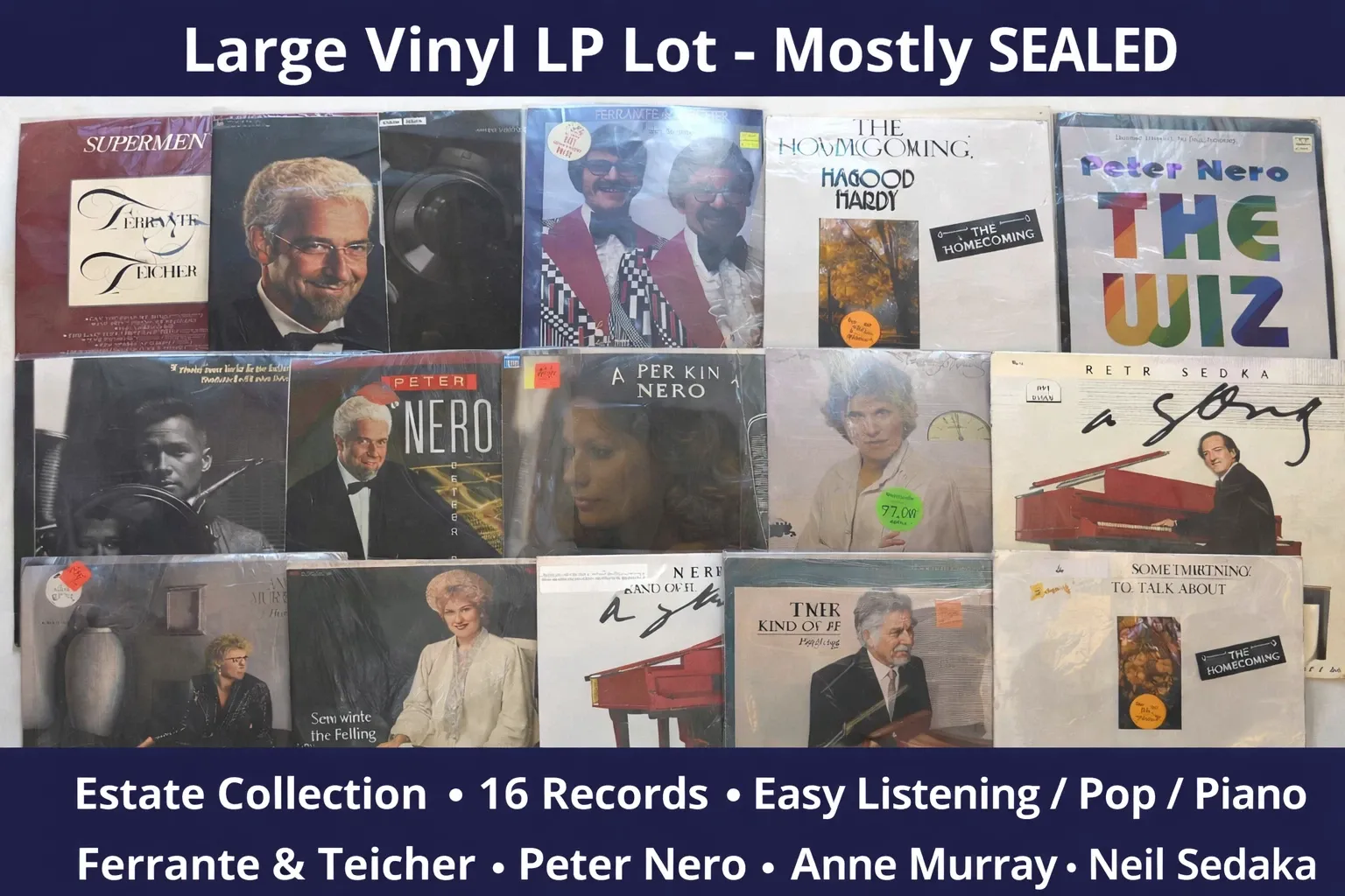 16 Vintage Vinyl LP Record Album Easy Listening Mantovani Sedaka + Lot MOST NEW