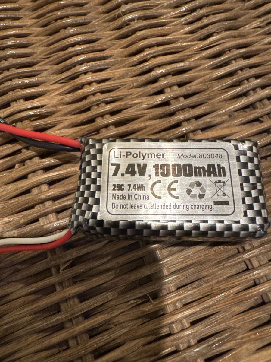 Li-Polymer 7.4V, 1000mAh RC Battery Model 803048, 25C 7.4Wh - Made in China