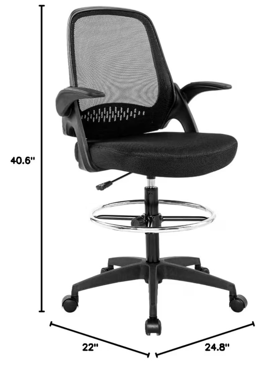 Black Mesh Adjustable Rolling Swivel Office Chair with Armrests and Footrest
