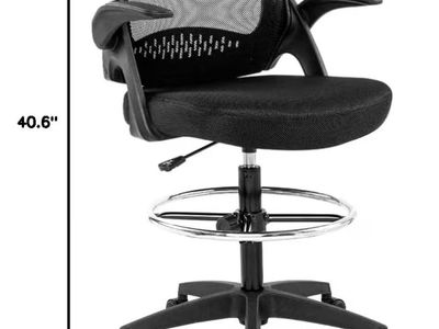 Black Mesh Adjustable Rolling Swivel Office Chair with Armrests and Footrest