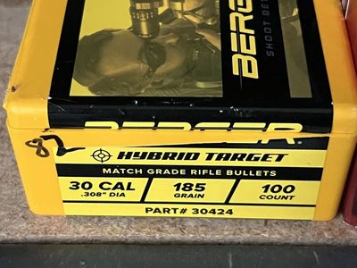 82 remaining Berger .308 cal 185 Hybrid Target
