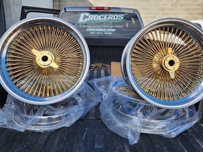 20x8 gold and chrome spokes knockoffs lowrider