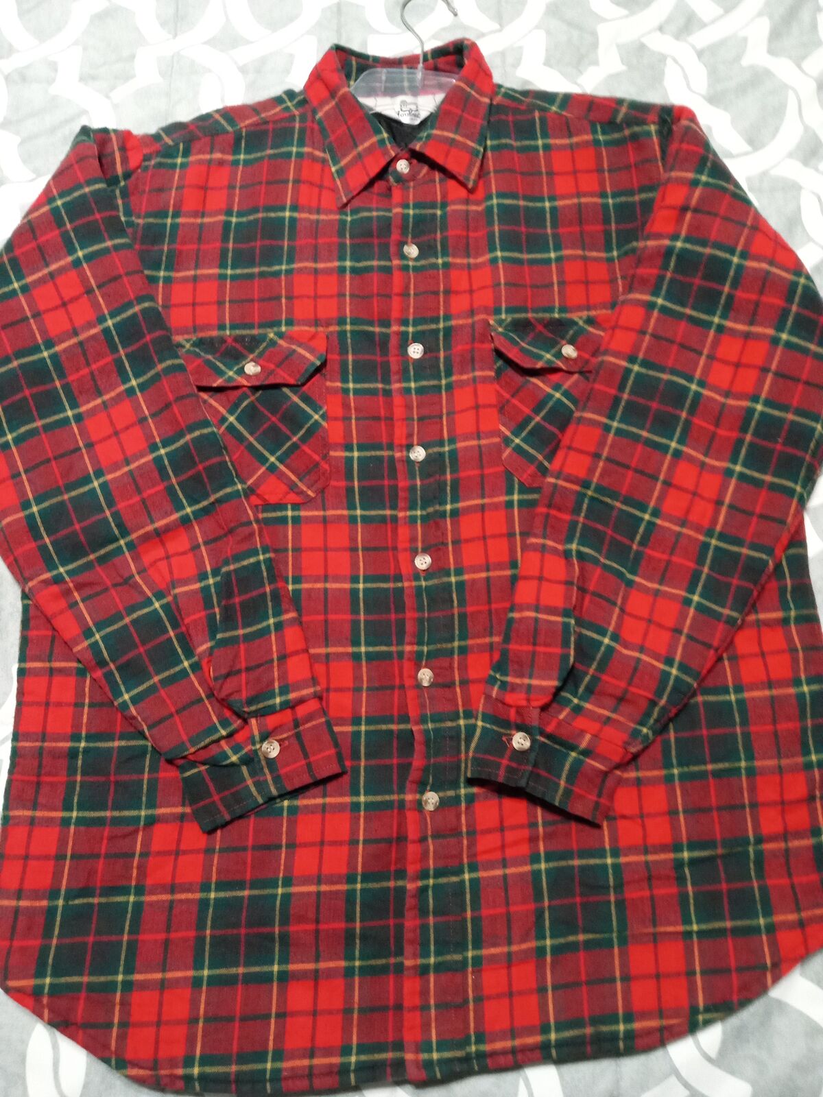 Vintage Woolrich tarten plaid flannel insulated shirt jacket lumberjack size L