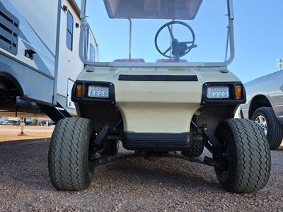 Golf cart and trailer.