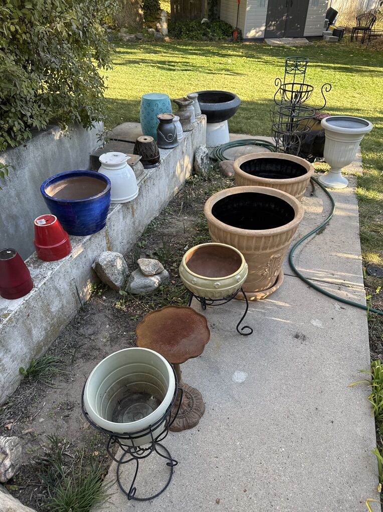 Dozens Of Plant Stands and Pots