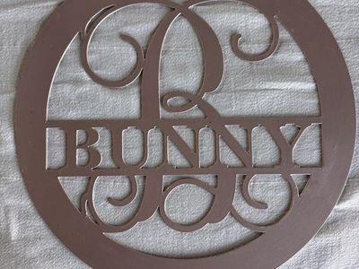 Custom handmade iron Monogram Metal Wall Art - Initial B for BUNNY