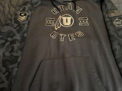 Colosseum Utah Utes OHT Military Appreciation Hoodie Men's Size 2XL Camo Sleeves