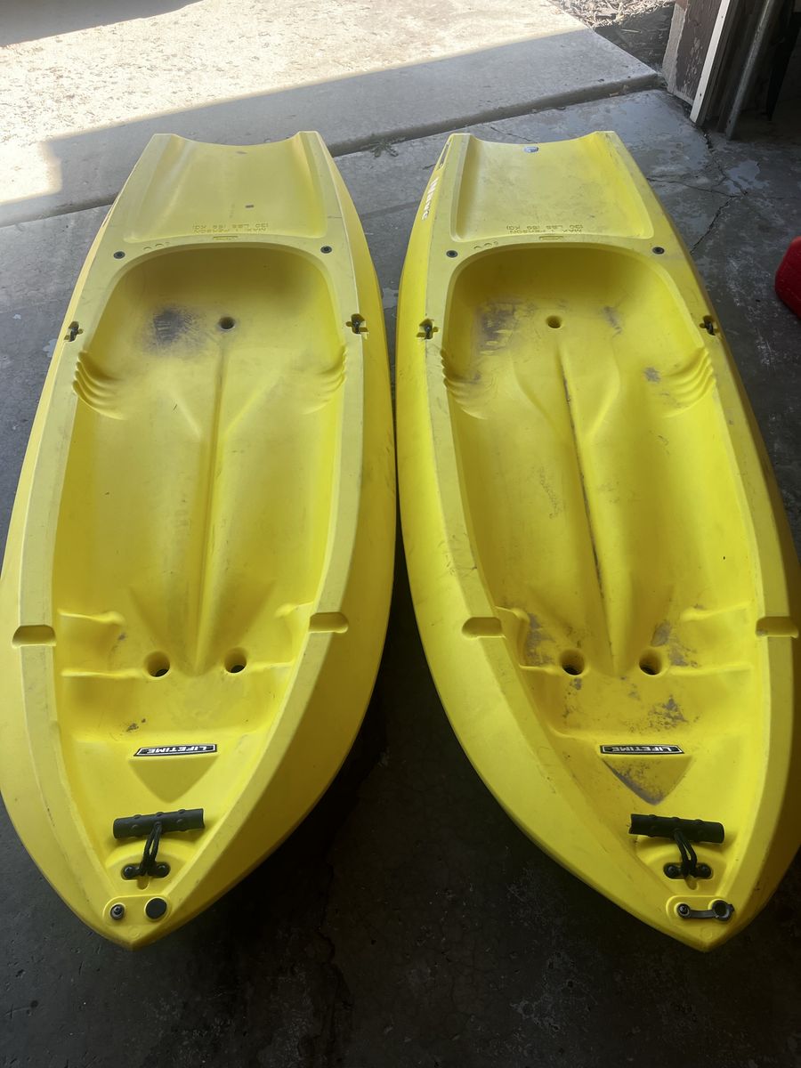 Pair of Lifetime Wave Kayaks - Yellow, 1-Person, 130 lbs Max