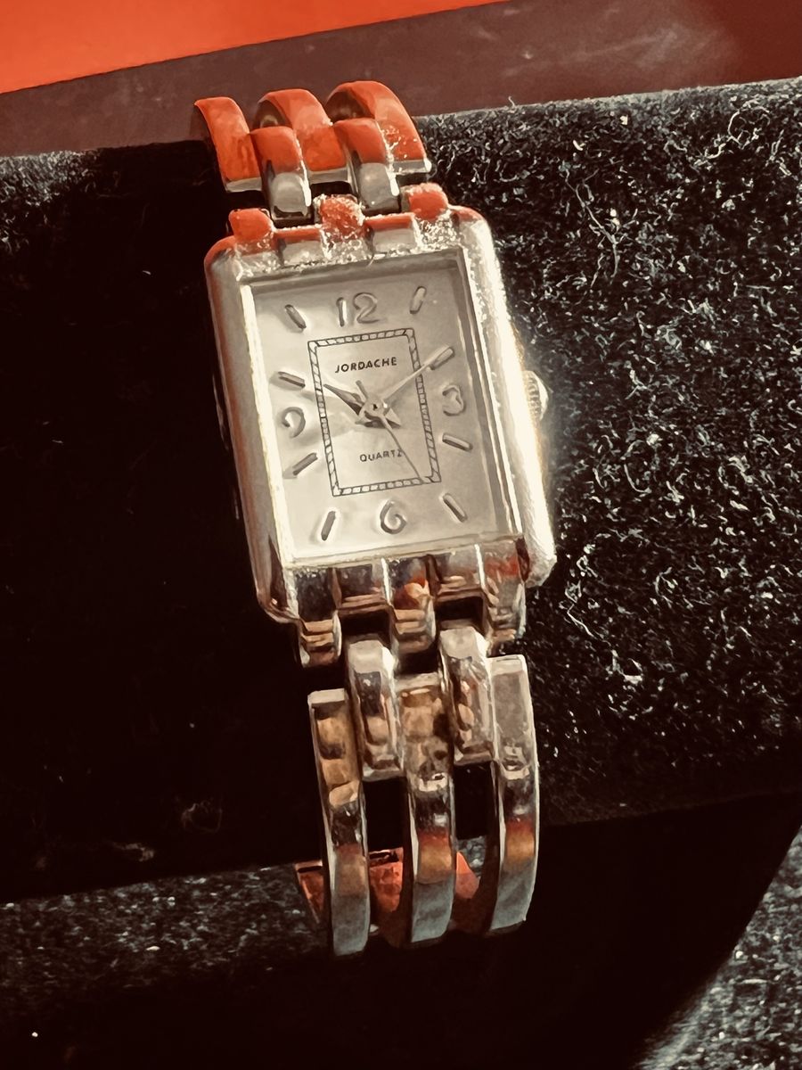 Jordache Women's Silver-Tone Quartz Rectangle Watch