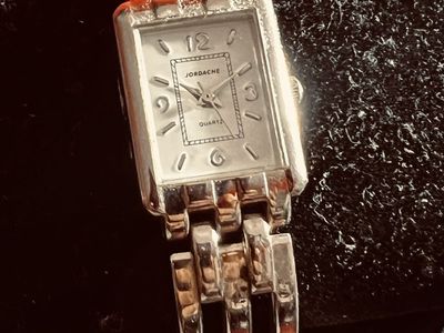 Jordache Women's Silver-Tone Quartz Rectangle Watch
