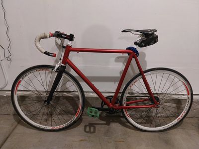 Red Fixed Gear Track Bike with SRAM Crankset and ZeroLite Wheels