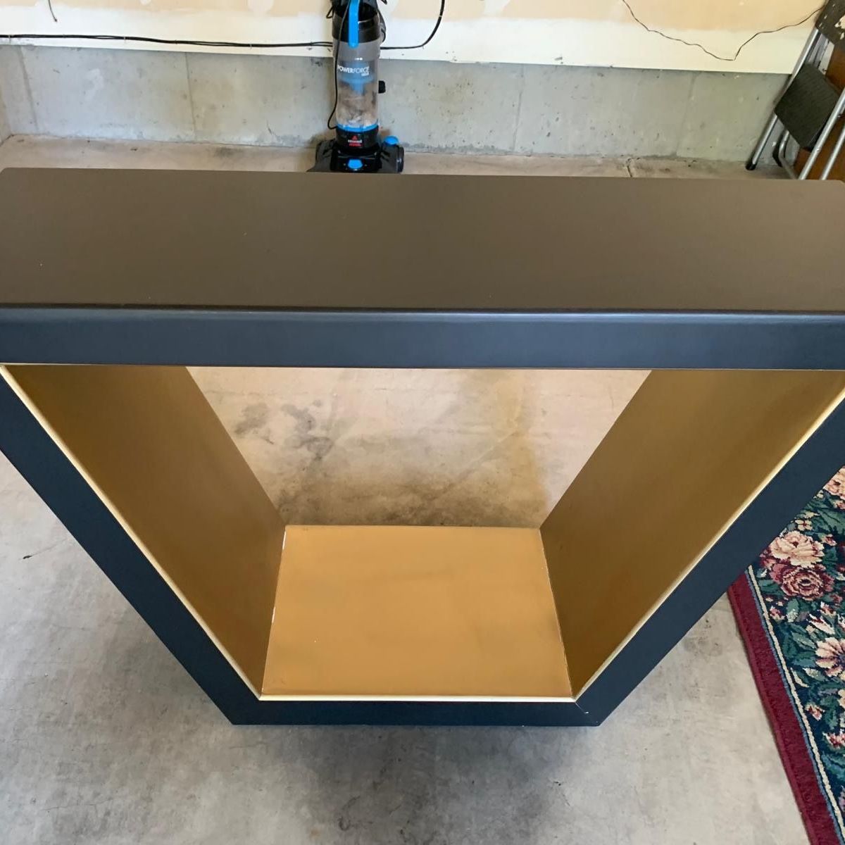 Modern Black and Gold Geometric Console Table