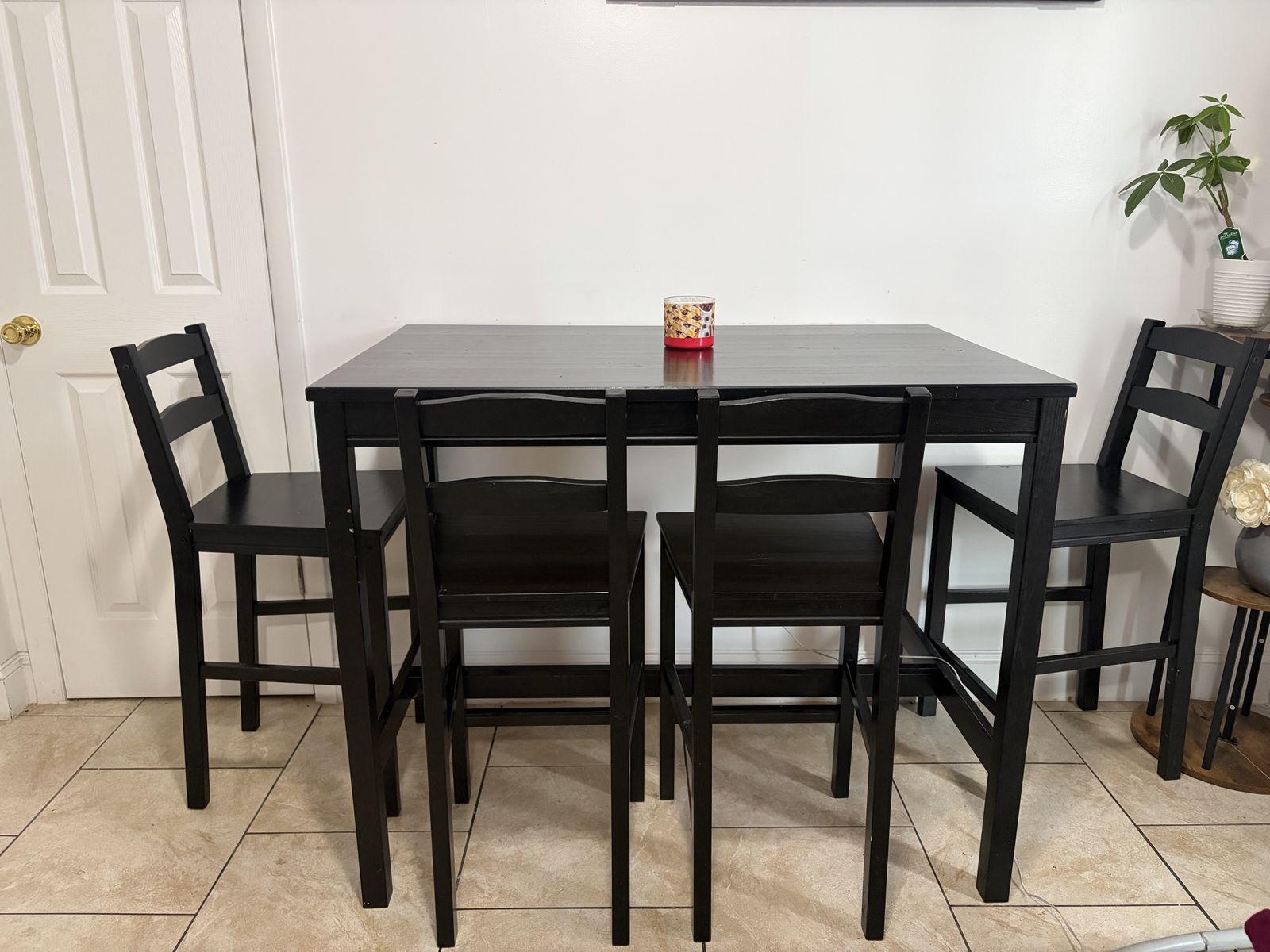 IKEA JOKKMOKK bar table and 4 bar stools set in black