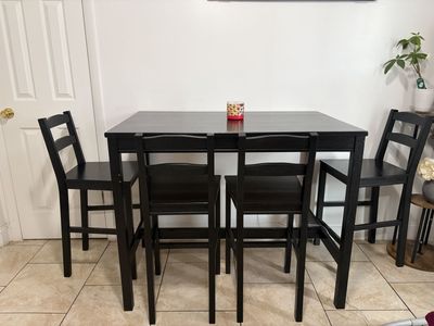 IKEA JOKKMOKK bar table and 4 bar stools set in black