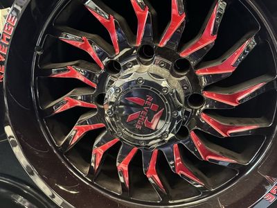 Brand new wheels Revenge 20x10 Black/Red Milled lug Pattern 8x180 offset -19 Truck Wheel