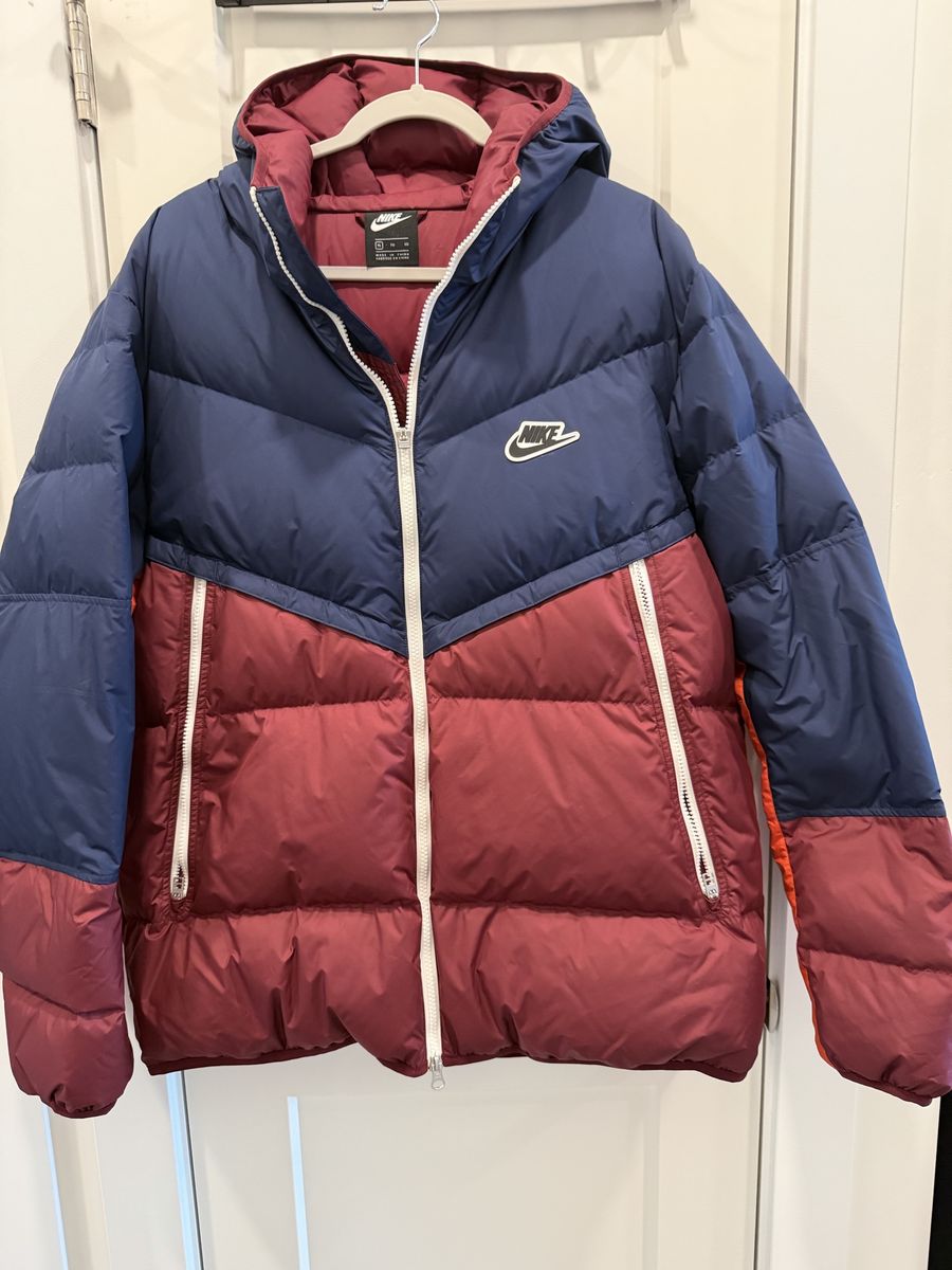 Nike Sportswear Windrunner Hooded Puffer Jacket Colorblock Blue Red / Orange XL