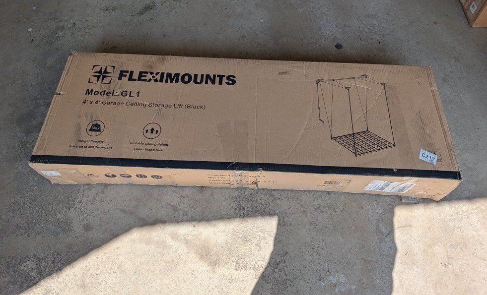 FLEXIMOUNTS GL1 4'x4' Black Garage Ceiling Storage Lift - Holds up to 300 lbs
