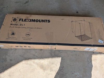 FLEXIMOUNTS GL1 4'x4' Black Garage Ceiling Storage Lift - Holds up to 300 lbs
