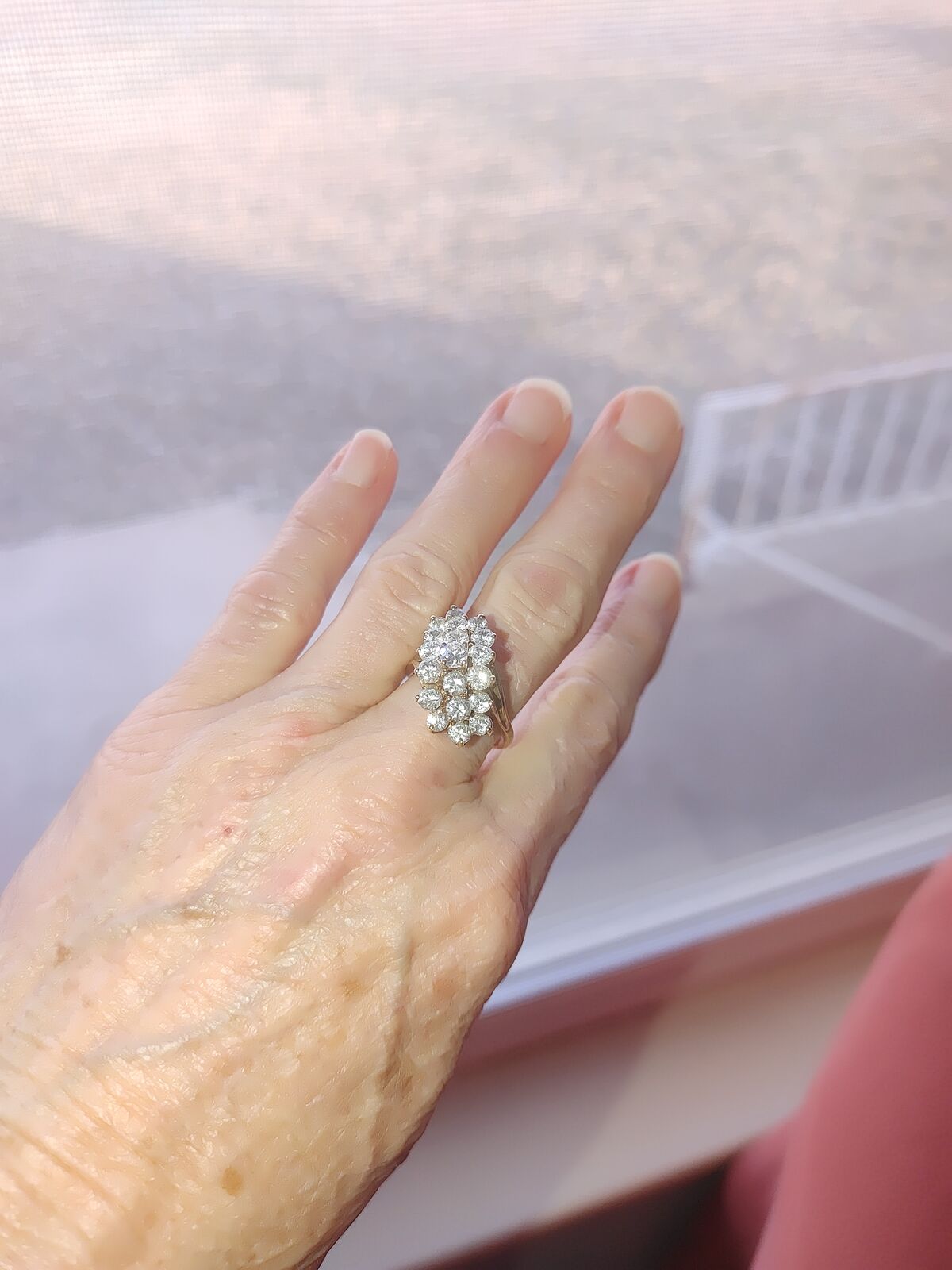 Moissanite Cluster Ring 10K Gold - Size 8.5