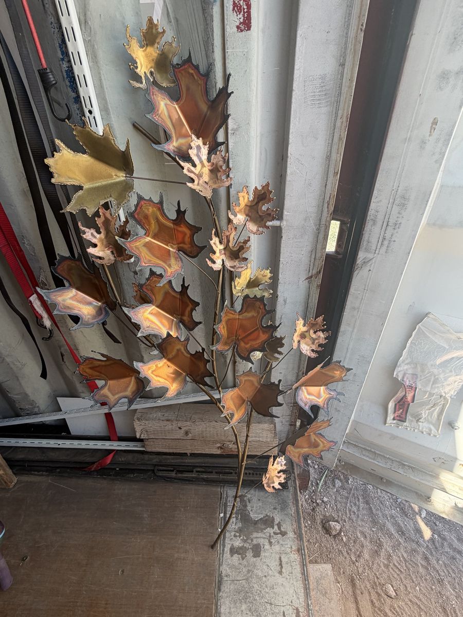 C. Jere 1981 Brass Copper Metal Art Autumn Leaves Branch Wall Sculpture Decor