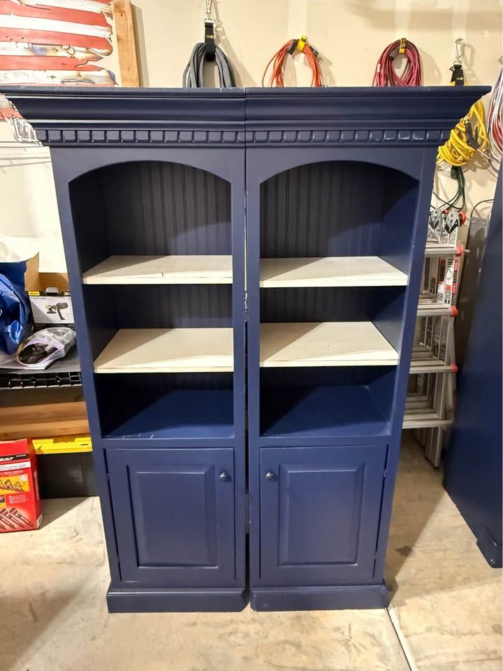 Navy Blue Hutch Bookcases