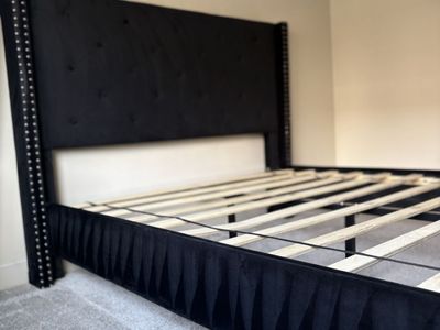 Tufted Black Velvet Queen Bed Frame