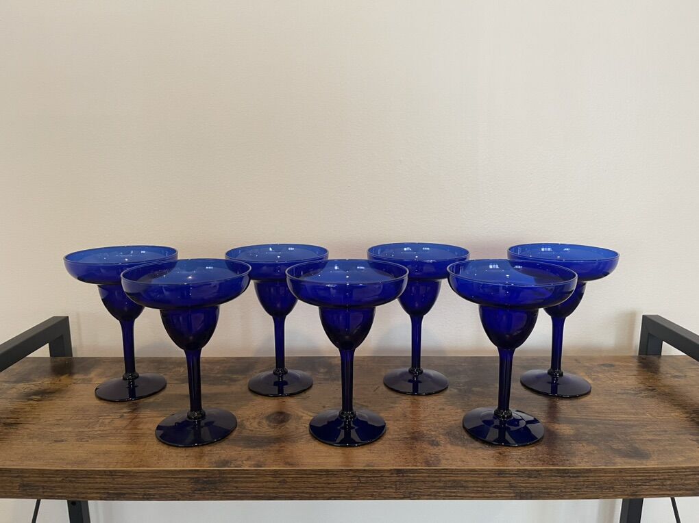 Blue Margarita Glassware Set - Set Of 7