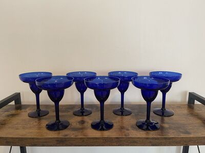 Blue Margarita Glassware Set - Set Of 7