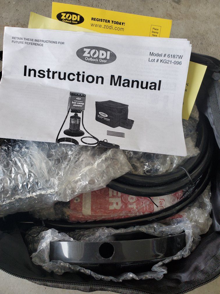 zodi propane outdoor shower unused