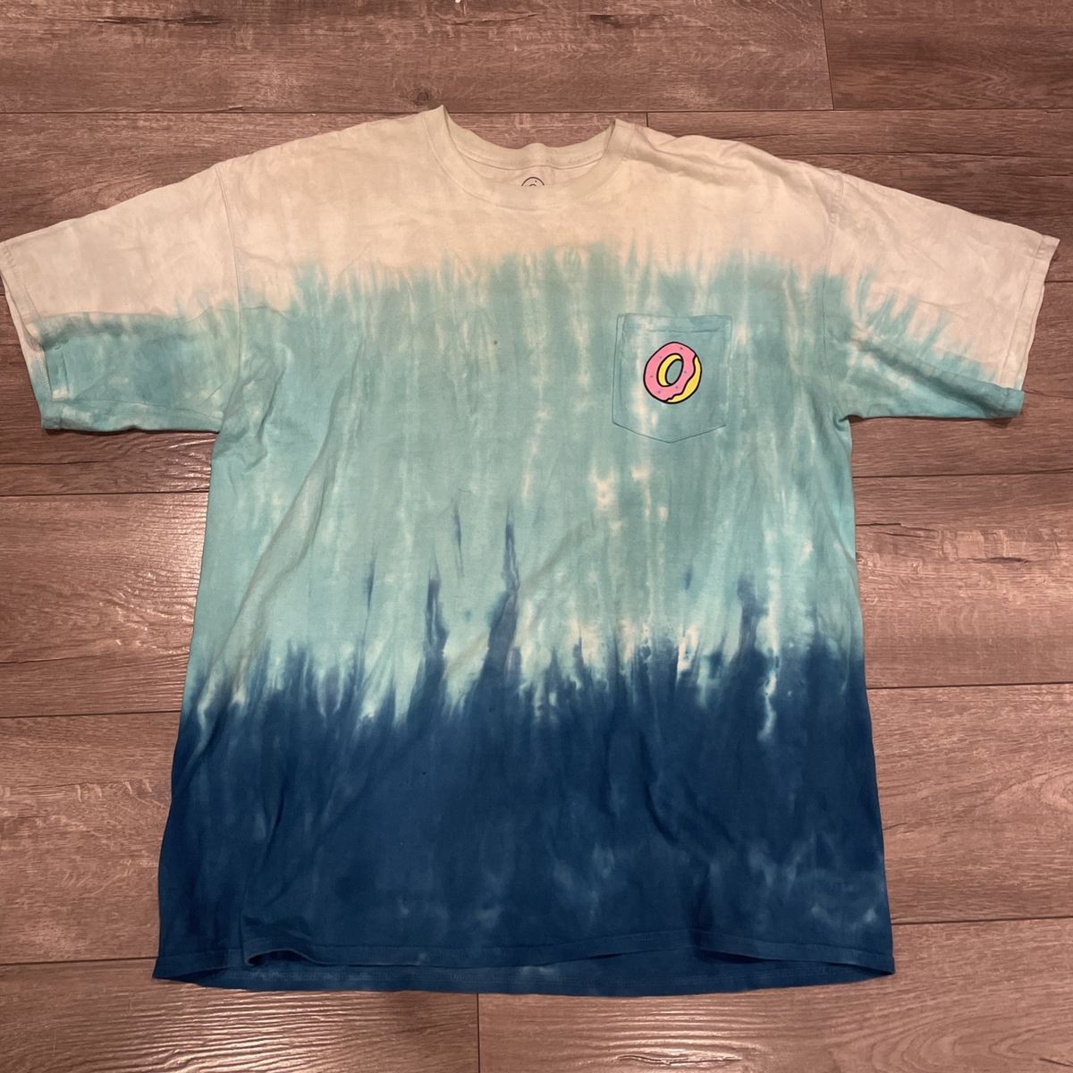 Odd Future Tie-Dye Donut Logo Pocket T-Shirt Men's Size XL Blue/White - Minor Stain/Holes
