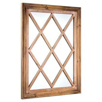 Rustic Window Pane Wood Mirror