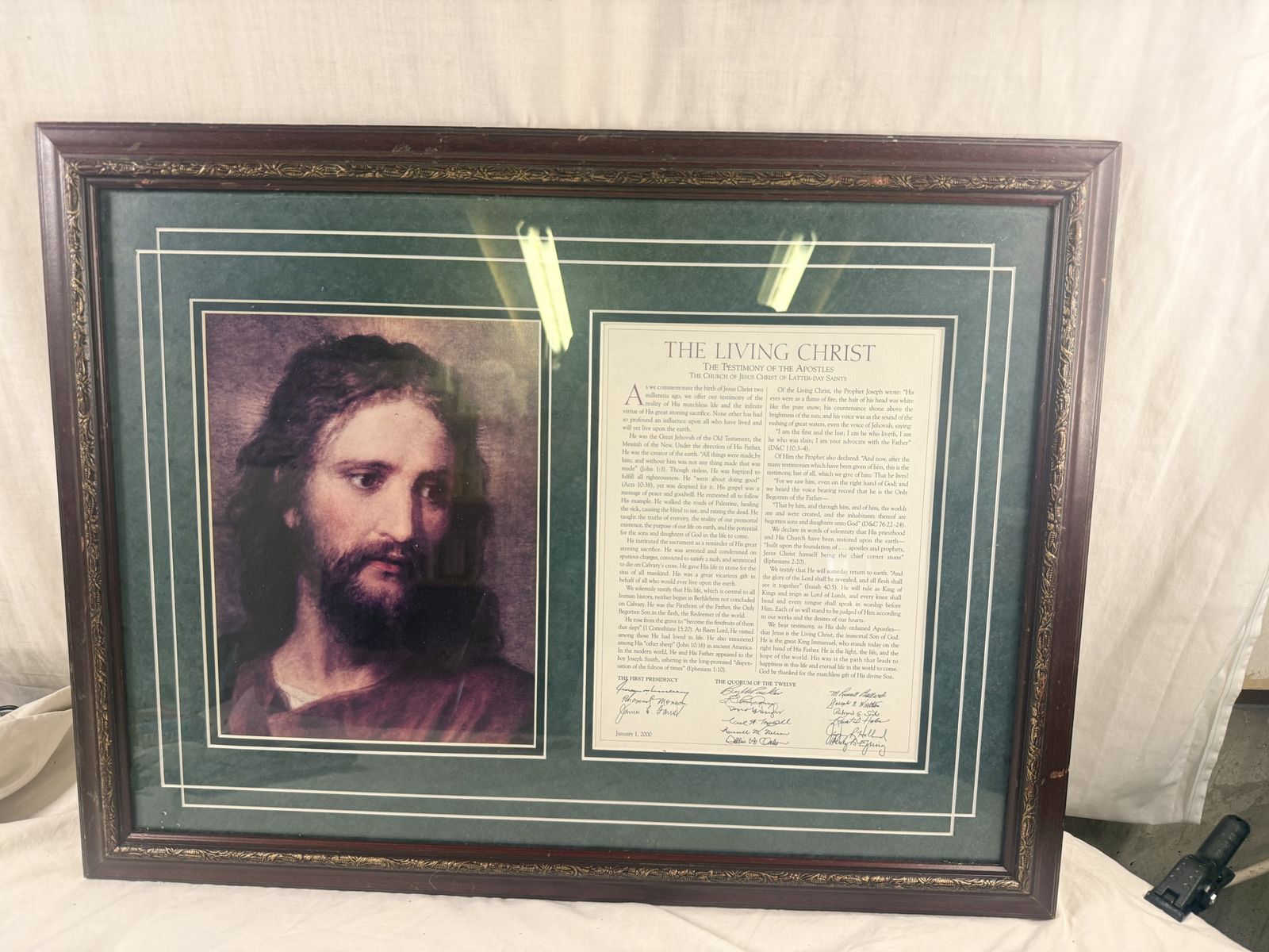 Framed Jesus Christ w/ LDS Living Christ Proclamation 24.5” by 18.5”