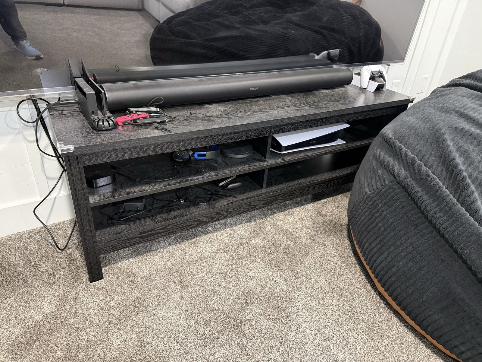 Large Black TV Stand Media Console Entertainment Center
