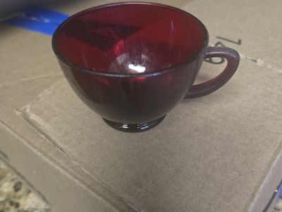 Vintage Ruby Red Glass Teacups / Coffee Mugs Set - 27 Pieces