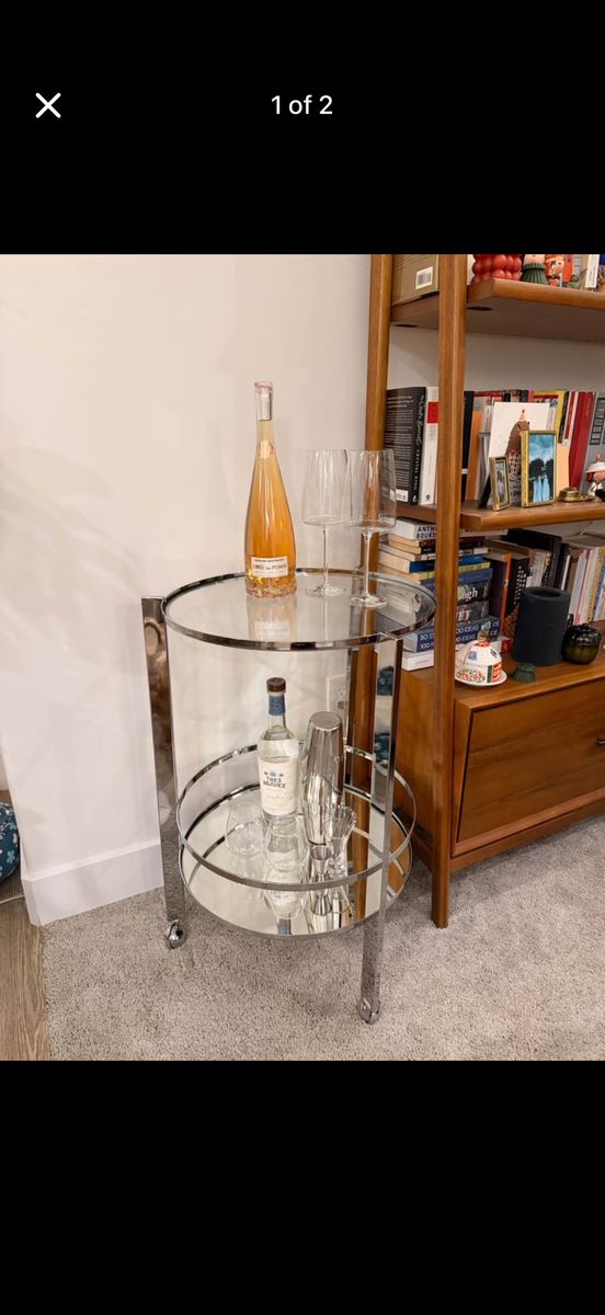 CB2 round chrome cart