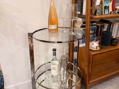 CB2 round chrome cart