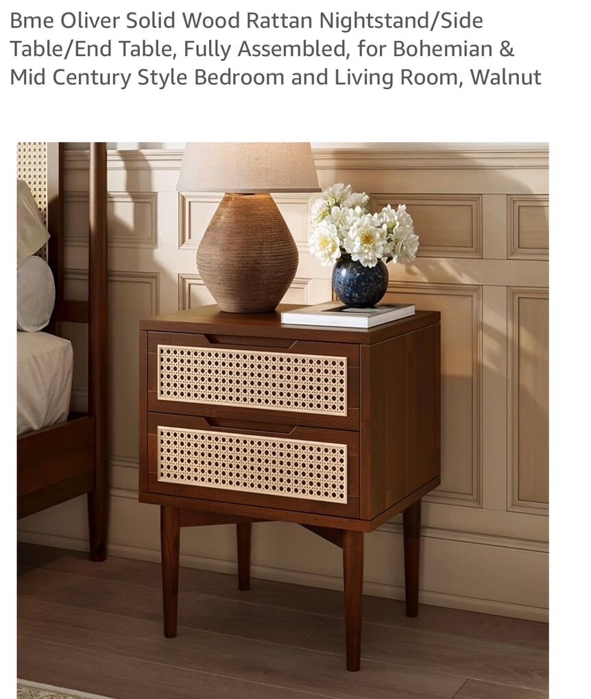 Wood Nightstand, End Table, Side Table, Mid Centur