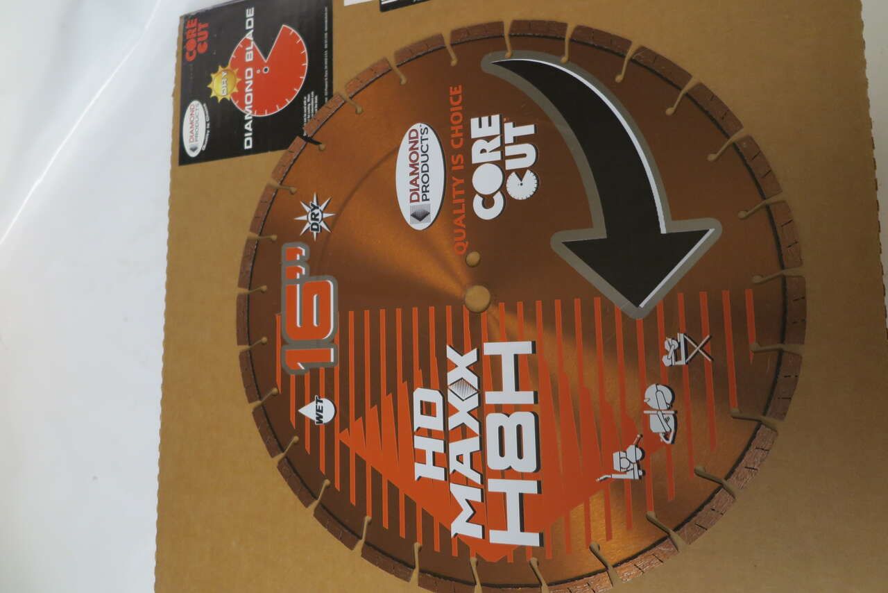 diamond products 16in corecut heavyduty orange concrete saw blade 90185