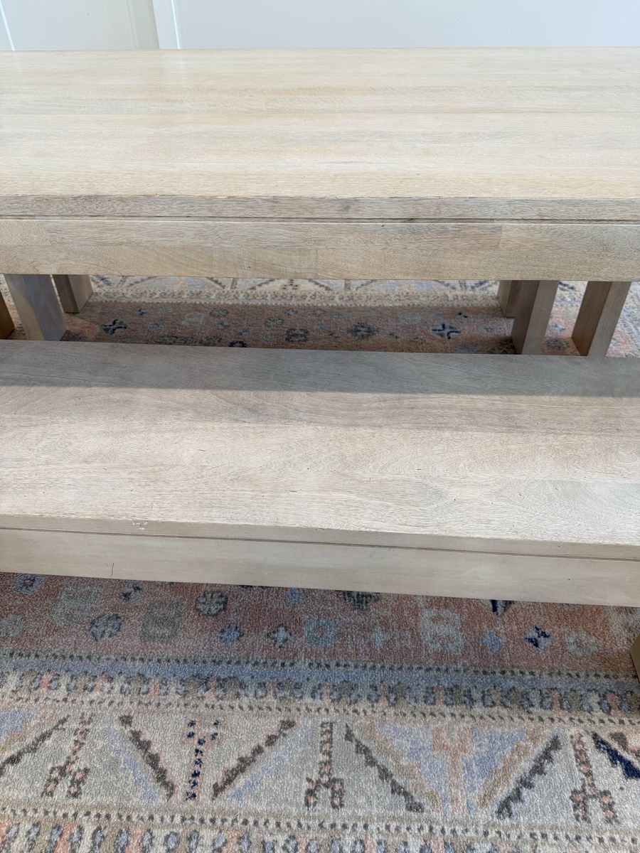 West Elm Boerum Dining Table + Matching Bench – Natural Oak – 72”