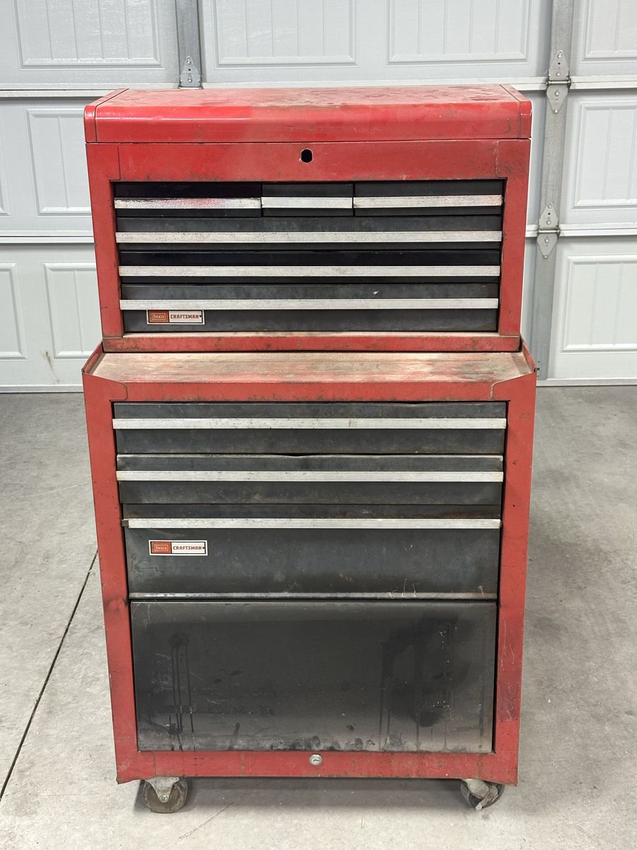 Used Craftsman Red Rolling Tool Chest - 9-Drawer Storage Cabinet