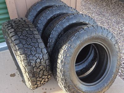 295/70R18 TOYO Open Country AT III All Terrain Tires, Set of 5, spare is new, LOAD E