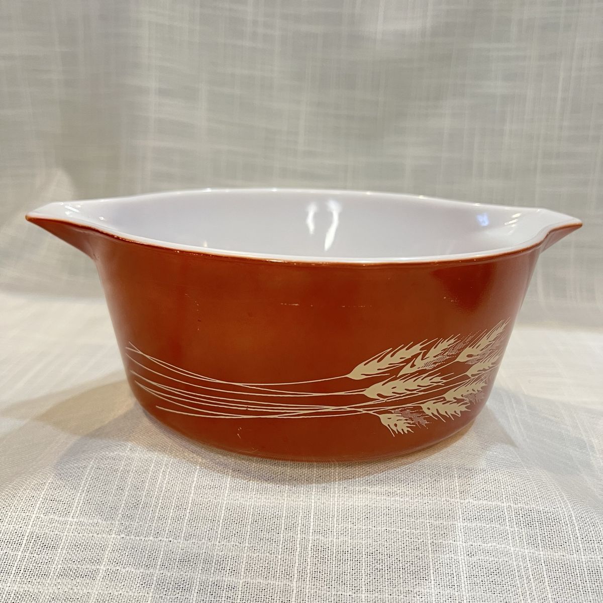 Vintage Pyrex 475-B Rust Autumn Harvest Wheat Casserole Dish Bowl 2.5 Qt.