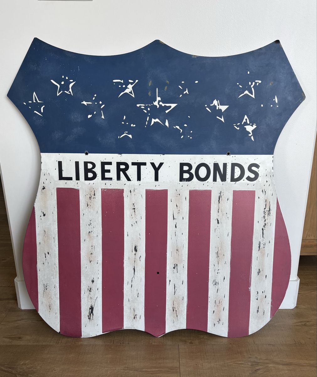 Pottery Barn Liberty Bonds Large Metal Wall Art Sign – Excellent Condition – 48x50”