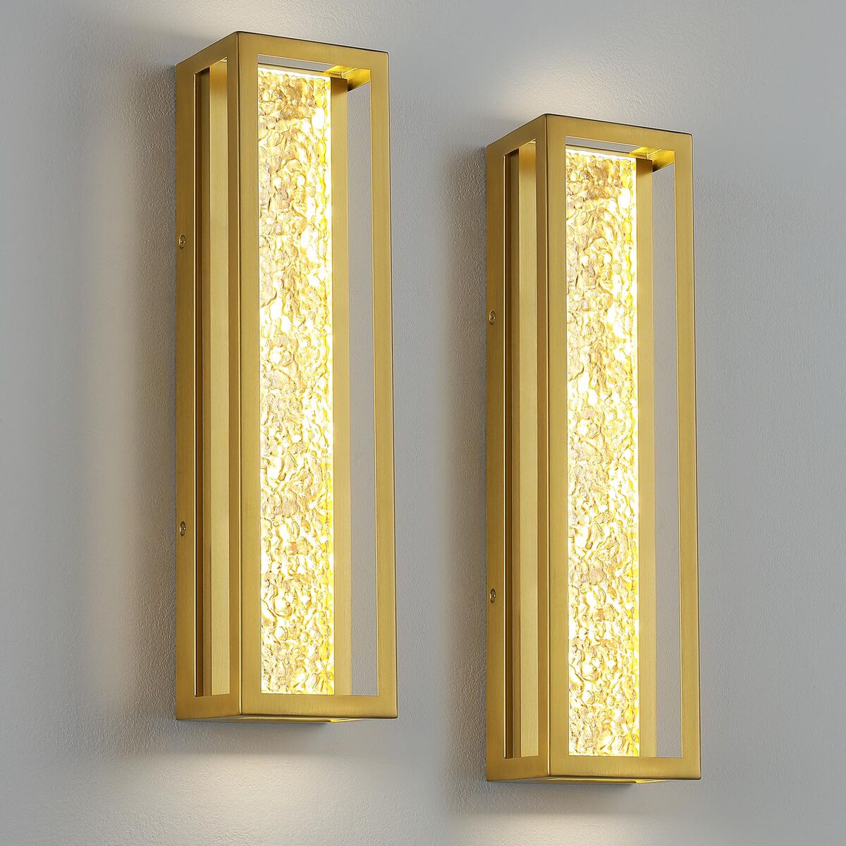 2 Pack - 18" LED Hardwired Gold Dimmable Wall Sconce Lights