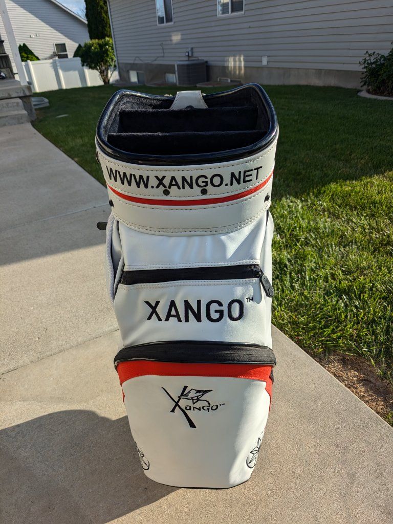 Xango 6-Way Divider Golf Cart Bag w/ Rain Cover - Leather, Clean & Fully Functional
