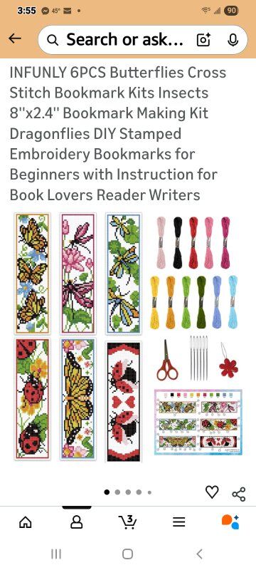 New in Package! Bookmark Cross-stitched Kit