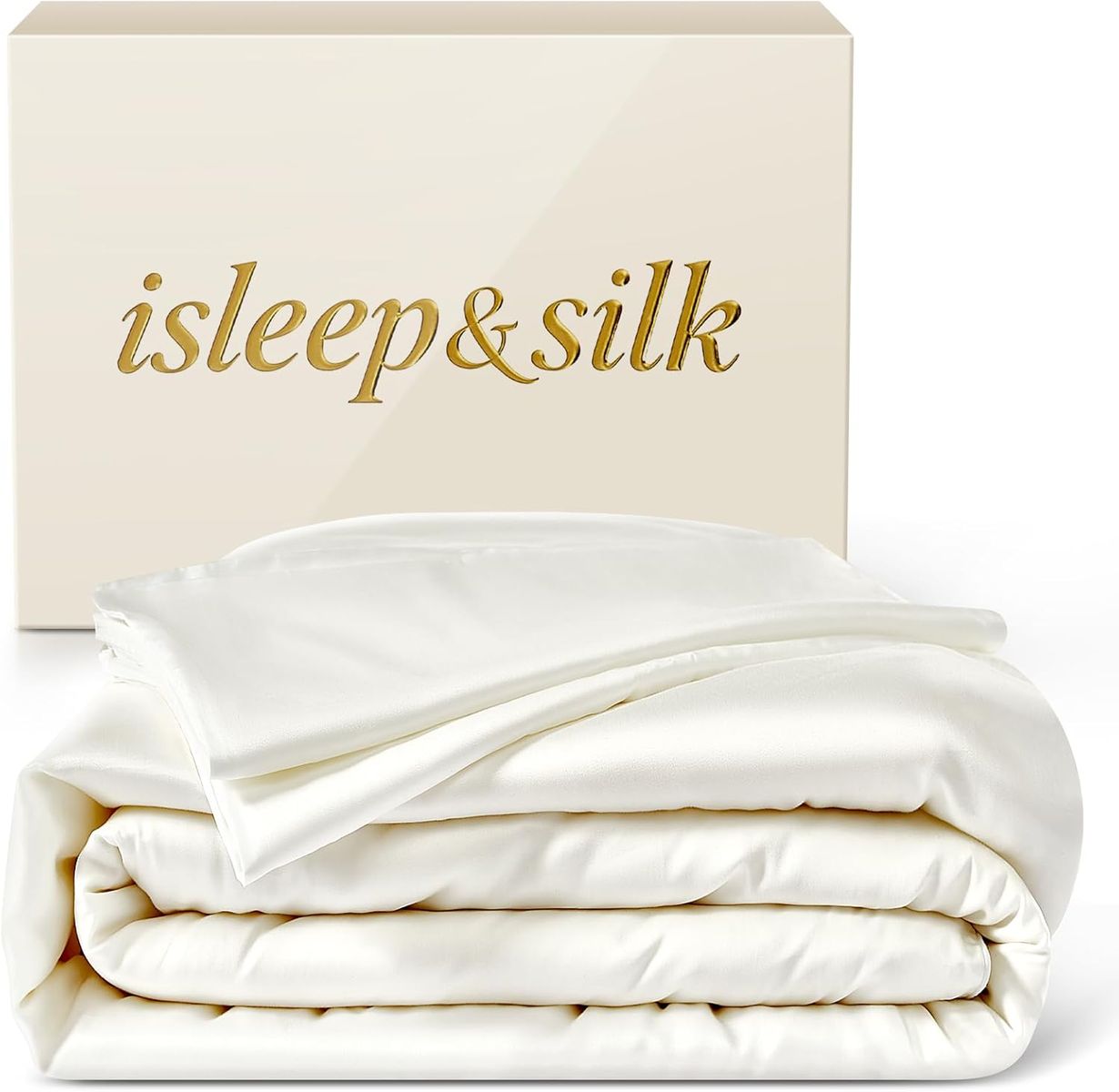 NEW Silk Comforter Set 4 Pieces, All-Season 100% Silk Filled Comforter with Detachable Duvet Cover, Moisture-Wicking