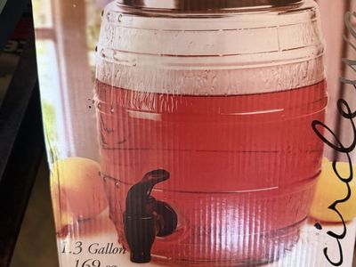Circleware Micro Barrel Glass Beverage Dispenser, 1.3 Gallons (169 oz)